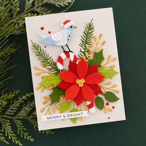 Christmas Bird Poinsettia Etched Dies from the Classic Christmas Collection