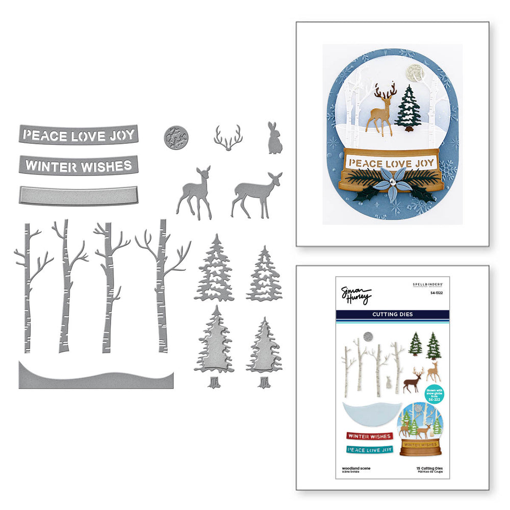 Woodland Scene Etched Dies from the Simon's Snow Globes Collection by Simon Hurley