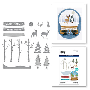 Woodland Scene Etched Dies from the Simon's Snow Globes Collection by Simon Hurley
