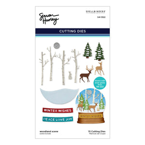 Woodland Scene Etched Dies from the Simon's Snow Globes Collection by Simon Hurley