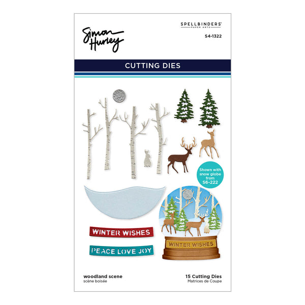 Woodland Scene Etched Dies from the Simon's Snow Globes Collection by Simon Hurley