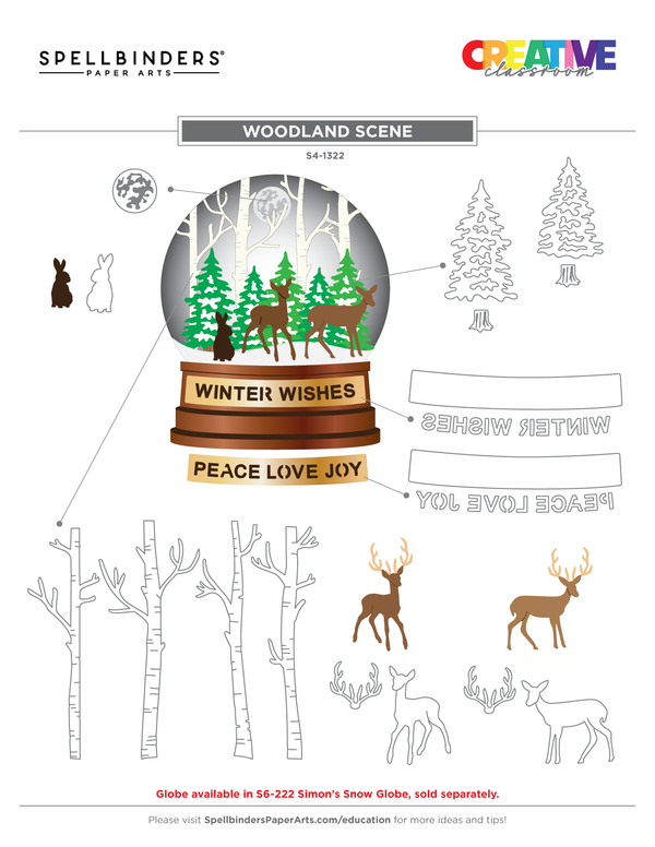 Woodland Scene Etched Dies from the Simon's Snow Globes Collection by Simon Hurley