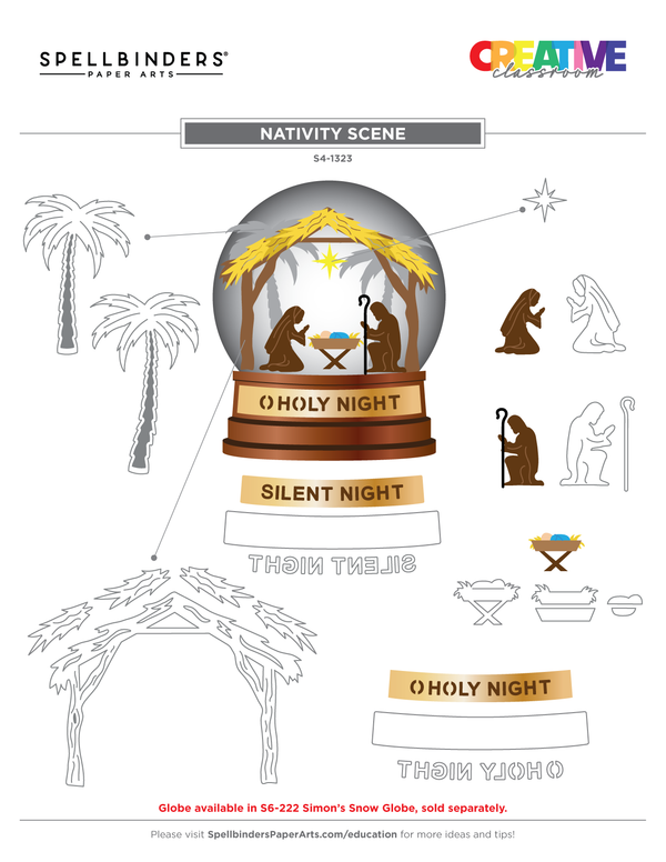 Nativity Scene Etched Dies from the Simon's Snow Globes Collection by Simon Hurley