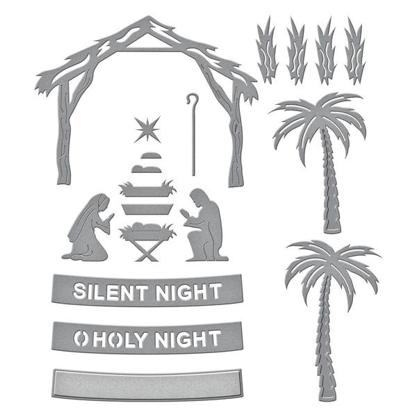 Nativity Scene Etched Dies from the Simon's Snow Globes Collection by Simon Hurley
