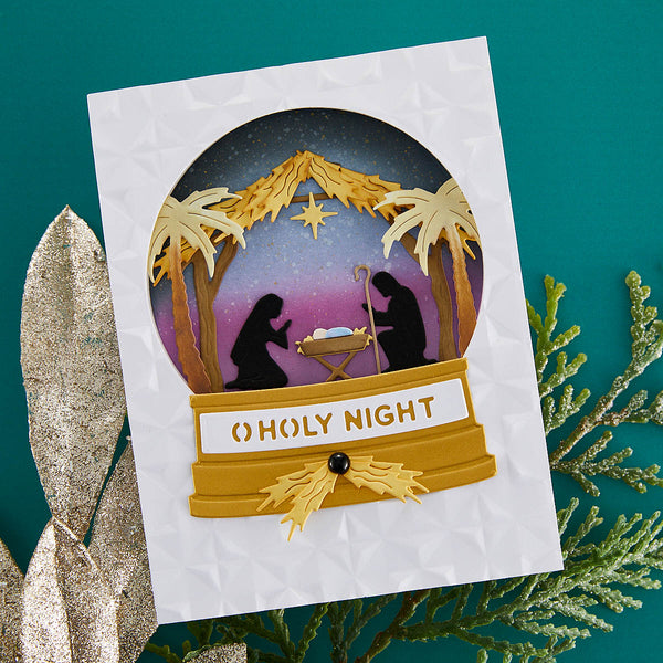 Nativity Scene Etched Dies from the Simon's Snow Globes Collection by Simon Hurley