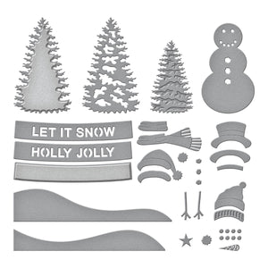Snowman Scene Etched Dies from the Simon's Snow Globes Collection by Simon Hurley