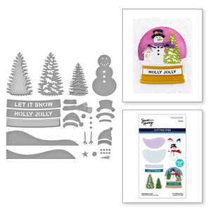 Snowman Scene Etched Dies from the Simon's Snow Globes Collection by Simon Hurley