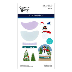 Snowman Scene Etched Dies from the Simon's Snow Globes Collection by Simon Hurley