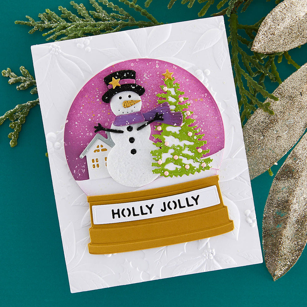 Snowman Scene Etched Dies from the Simon's Snow Globes Collection by Simon Hurley