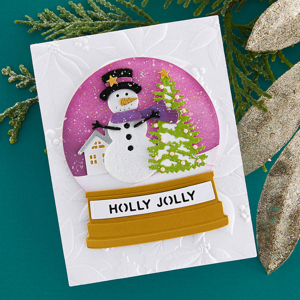 Snowman Scene Etched Dies from the Simon's Snow Globes Collection by Simon Hurley