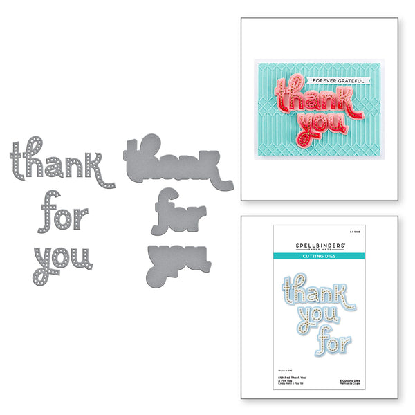 Stitched Thank You & For You Etched Dies from the Out and About Collection