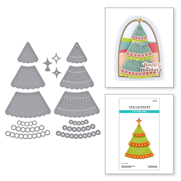 Stitched Holiday Tree Etched Dies