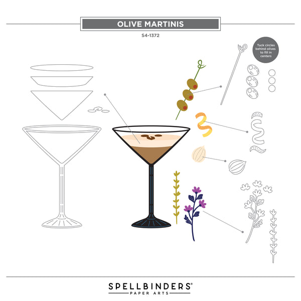 Olive Martinis Etched Dies