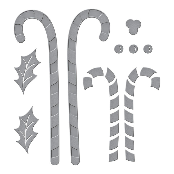 Candy Canes and Holly Etched Dies from the Home for the Holidays Collection