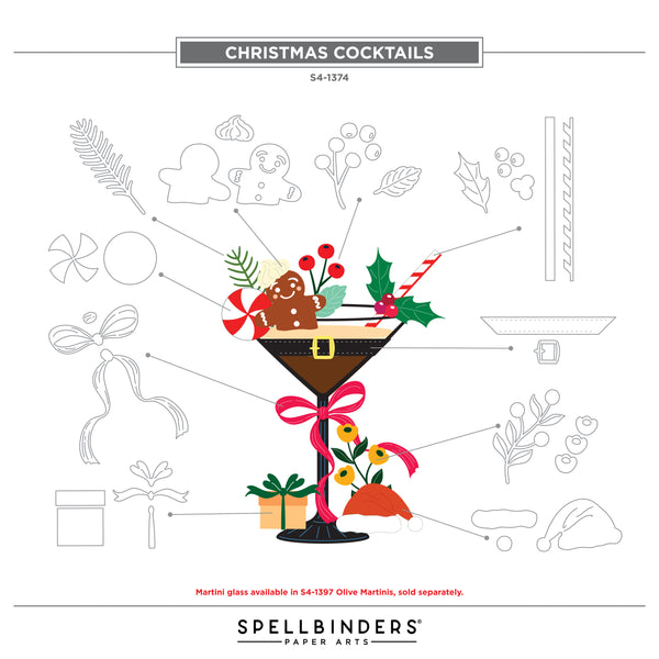 Christmas Cocktails Etched Dies from the Happy Hour Collection