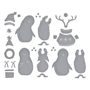 Playful Penguins Etched Dies from the Let It Snow Collection by Simon Hurley