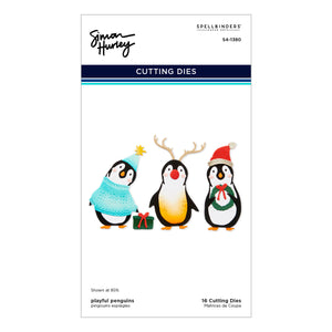 Playful Penguins Etched Dies from the Let It Snow Collection by Simon Hurley