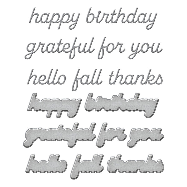 Happy Fall Sentiments Etched Dies - Independents Only World Cardmaking Day Exclusive