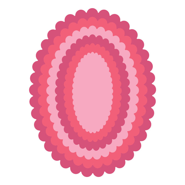 Large Petite Scalloped Ovals Etched Dies