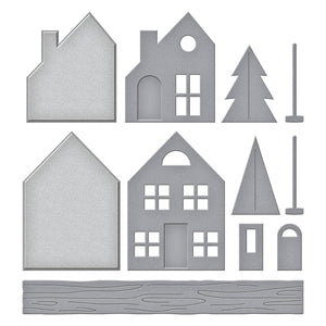 Mantel Village Etched Dies from the Timeless Trees Collection by Simon Hurley
