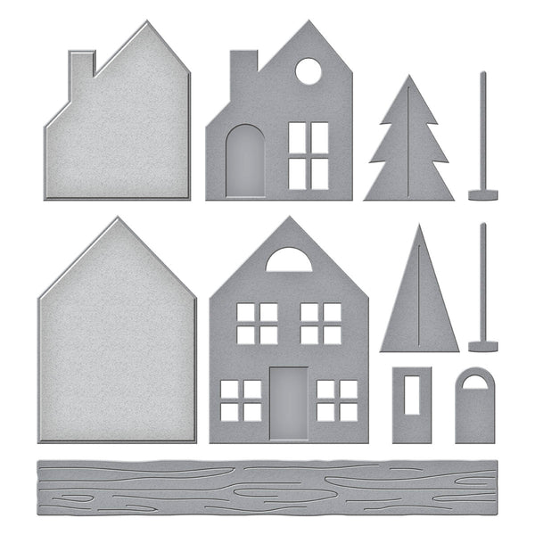 Mantel Village Etched Dies from the Timeless Trees Collection by Simon Hurley