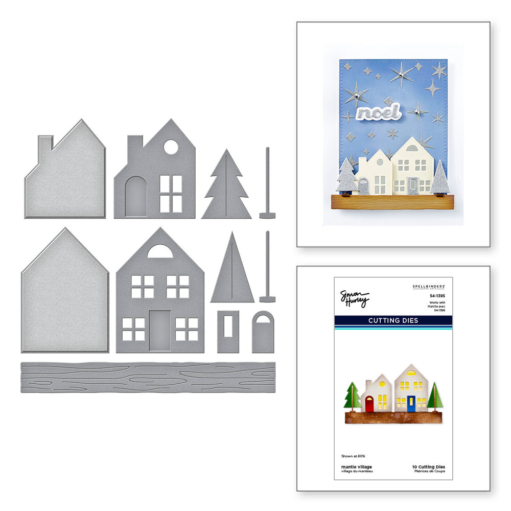 Mantel Village Etched Dies from the Timeless Trees Collection by Simon Hurley