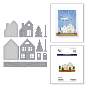Mantel Village Etched Dies from the Timeless Trees Collection by Simon Hurley