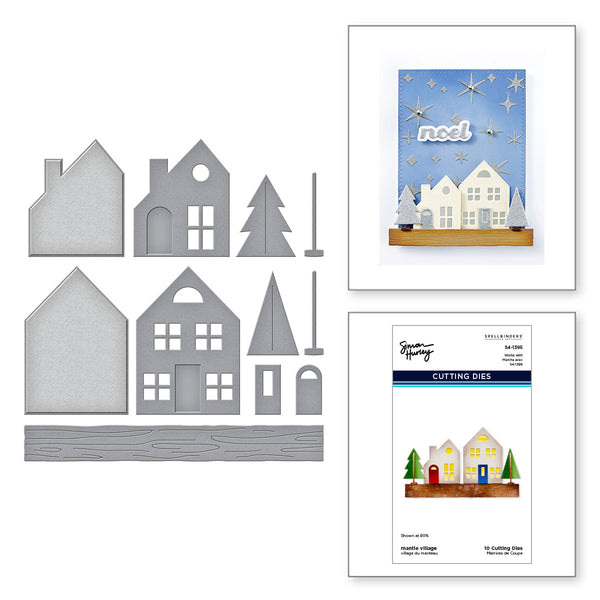 Mantel Village Etched Dies from the Timeless Trees Collection by Simon Hurley