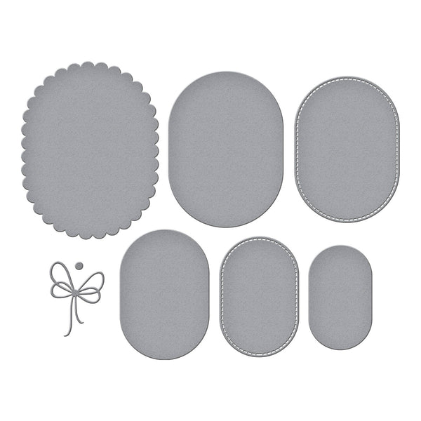 Scallop and Stitched Edge Ovals Etched Dies by Lisa Horton