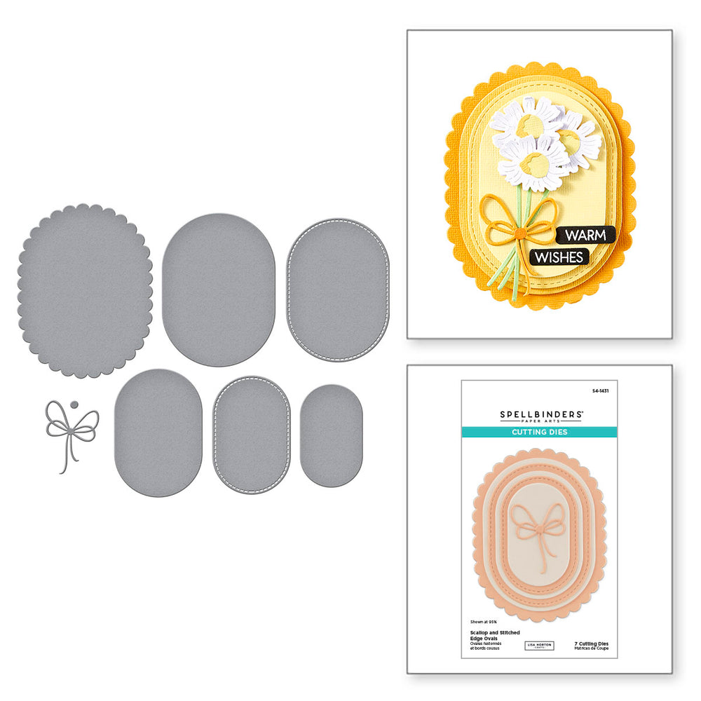 Scallop and Stitched Edge Ovals Etched Dies by Lisa Horton
