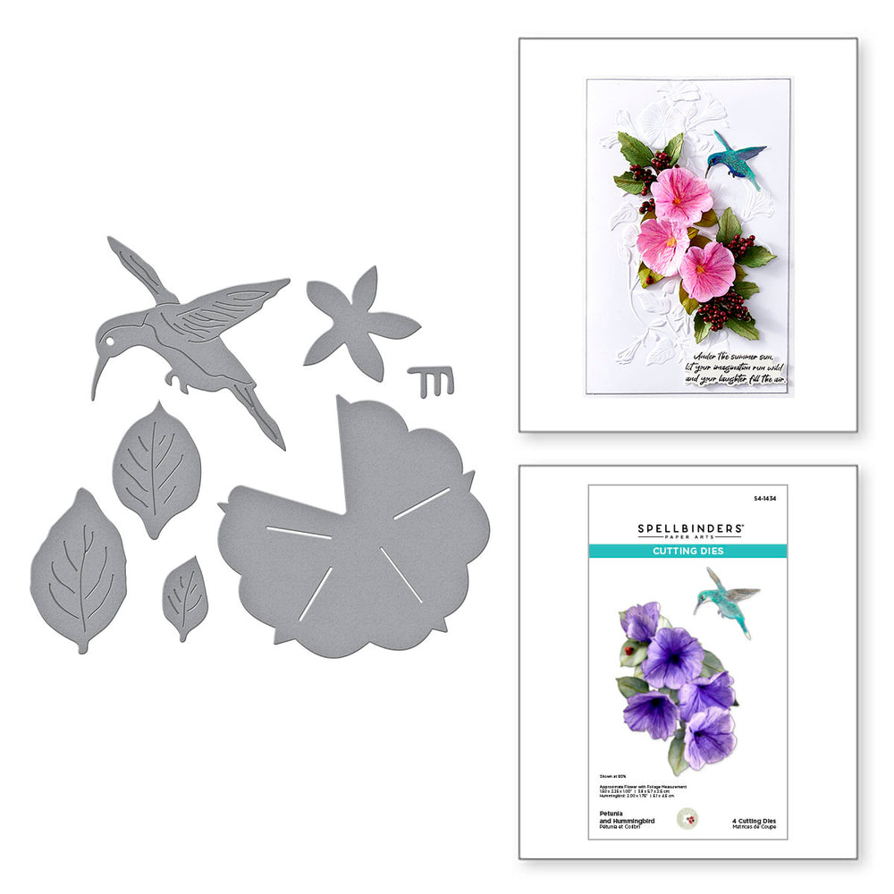 Petunia and Hummingbird Etched Dies by Susan Tierney-Cockburn