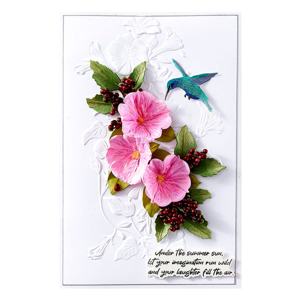 Petunia and Hummingbird Etched Dies by Susan Tierney-Cockburn