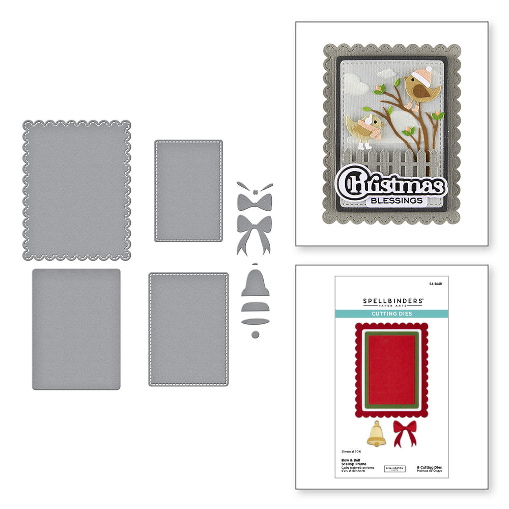 Bow & Bell Scallop Frame Etched Dies by Lisa Horton