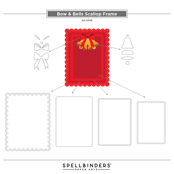 Bow & Bell Scallop Frame Etched Dies by Lisa Horton