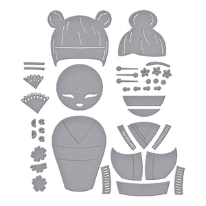 Kokeshi Dolls Etched Dies by Alex Syberia Designs