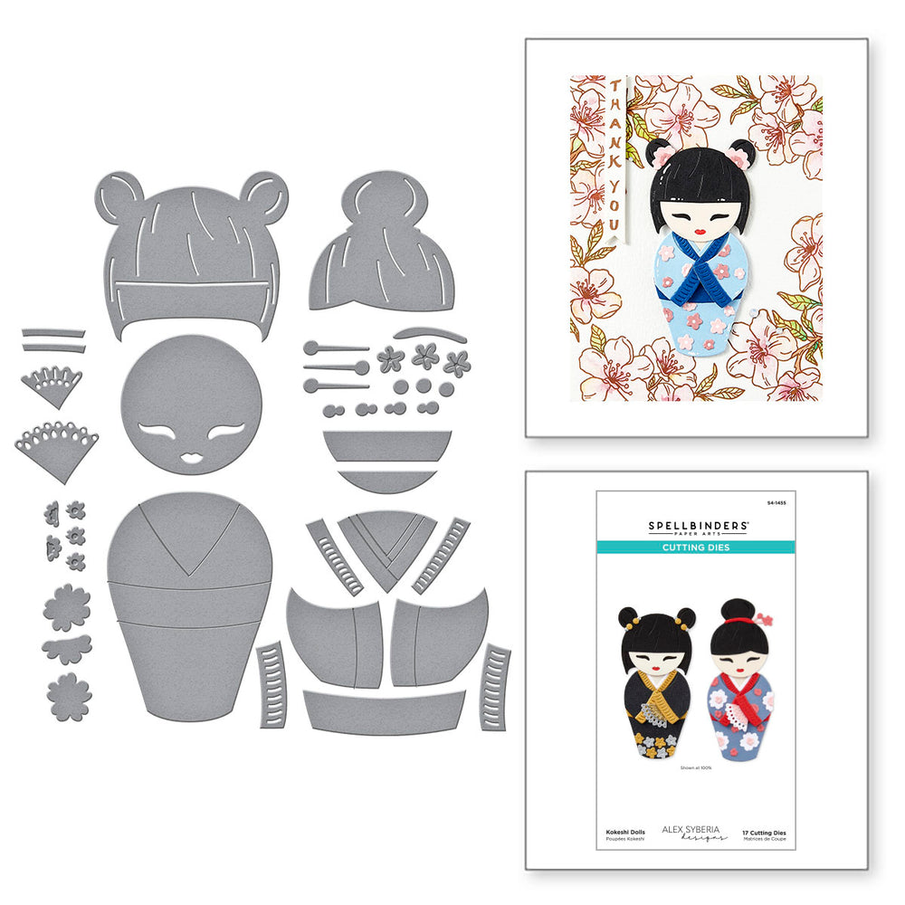 Kokeshi Dolls Etched Dies by Alex Syberia Designs