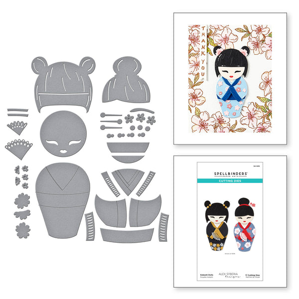Kokeshi Dolls Etched Dies by Alex Syberia Designs