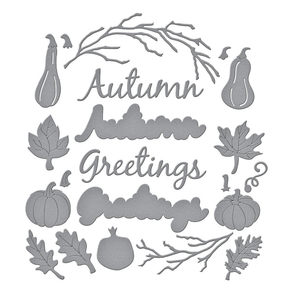 Autumn Greetings Wreath Etched Dies by Suzanne Hue