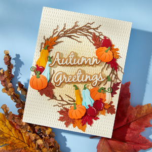 Autumn Greetings Wreath Etched Dies by Suzanne Hue