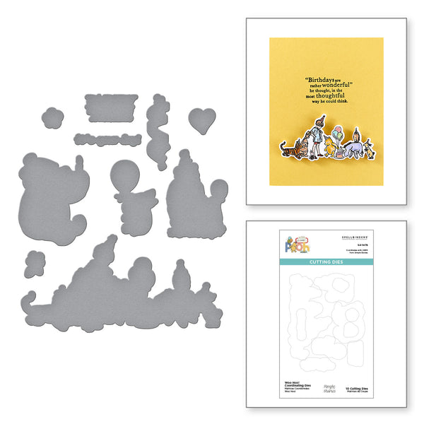 Woo Hoo! Etched Dies for Coordinating Stamp Set from the Say Cheese Classic Pooh Birthday Collection by Simple Stories