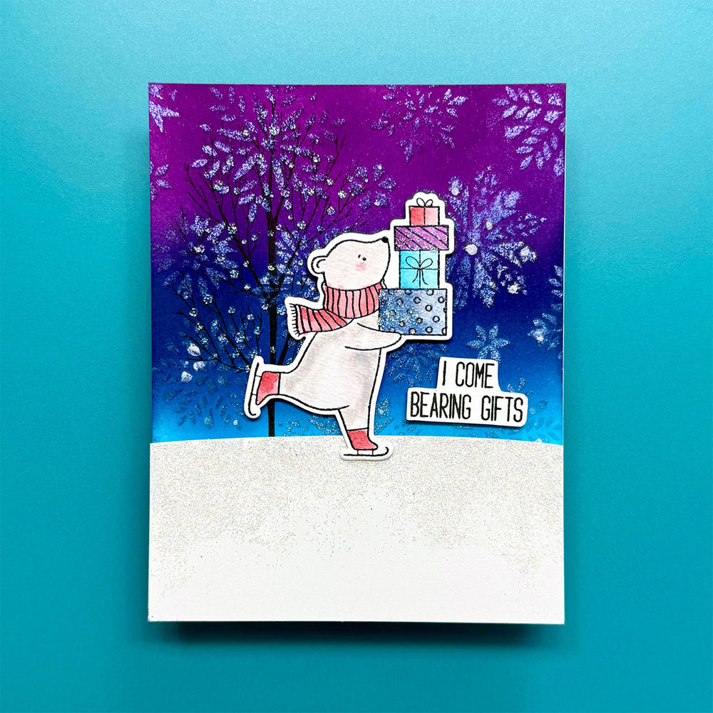 Skating By Etched Dies for Coordinating Stamp Set by Simon Hurley