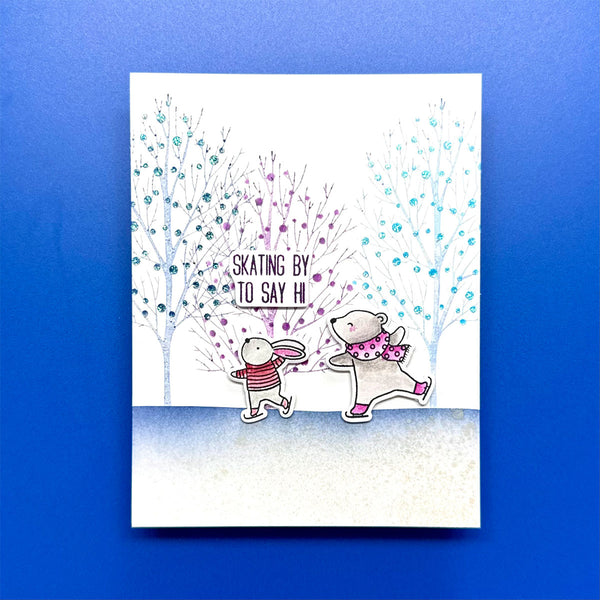 Skating By Etched Dies for Coordinating Stamp Set by Simon Hurley