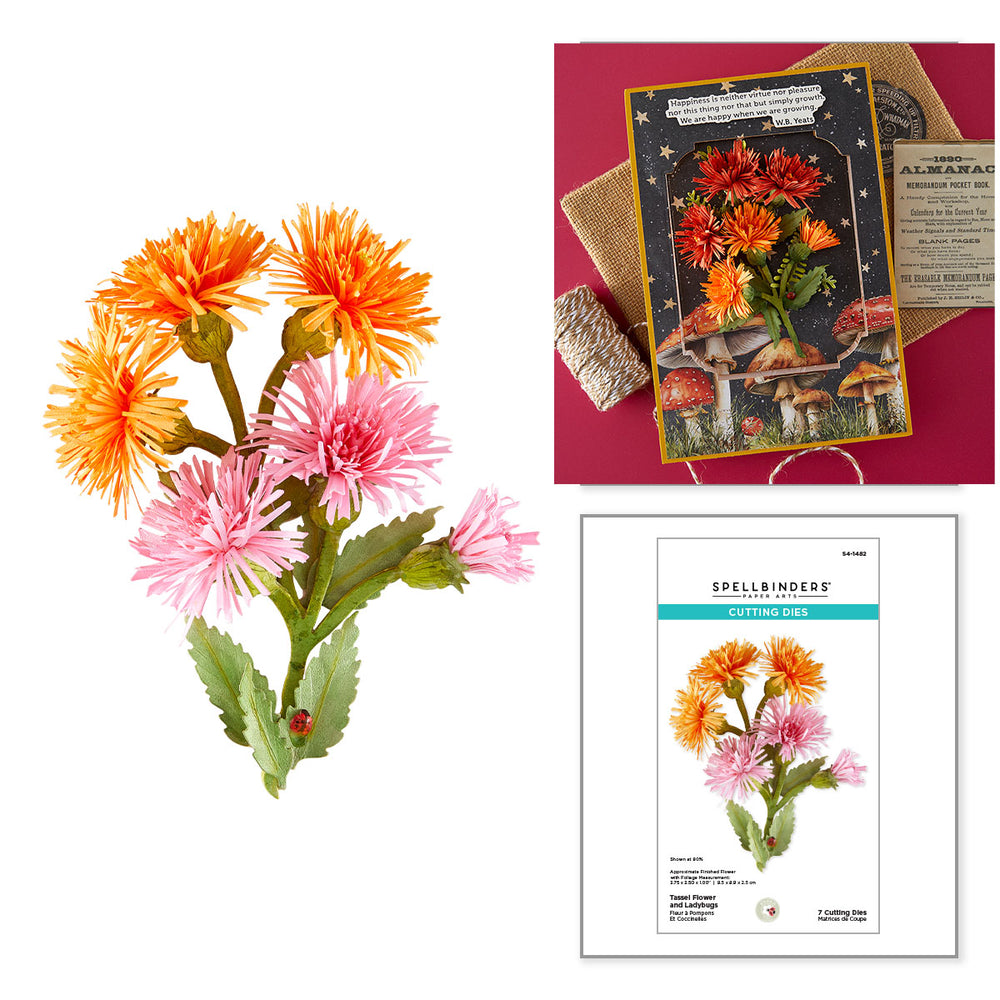 Tassel Flower and Ladybugs Etched Dies by Susan Tierney-Cockburn