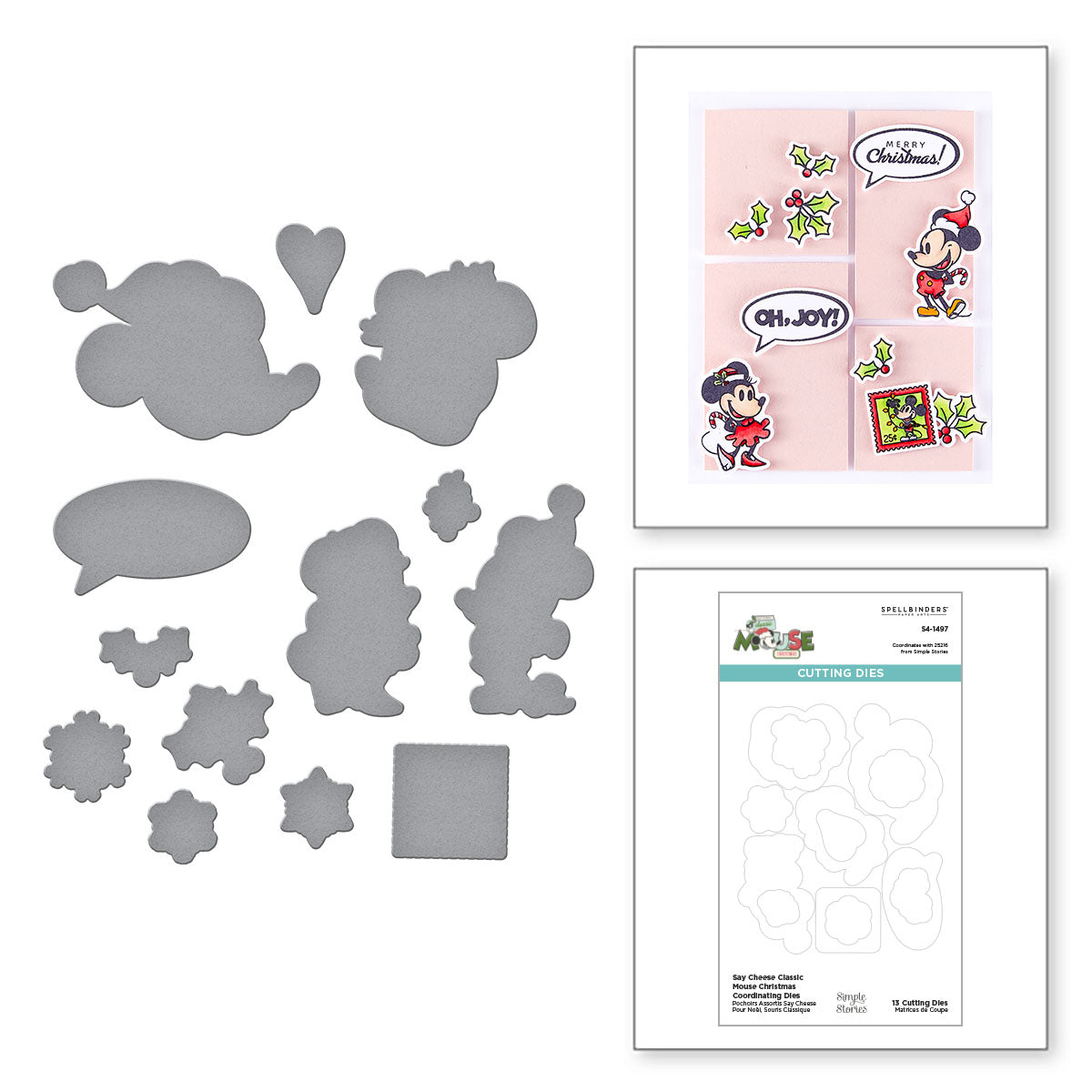 Say Cheese Classic Mouse Christmas Etched Dies for Coordinating Stamp ...