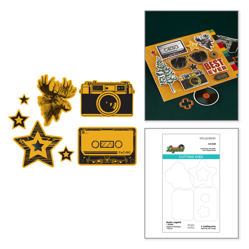 Rustic Legend Icons Etched Dies for Coordinating Stamp Set with Simple Stories