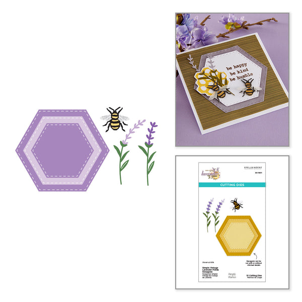 Simple Vintage Lavender Fields Hexagons Etched Dies with Simple Stories