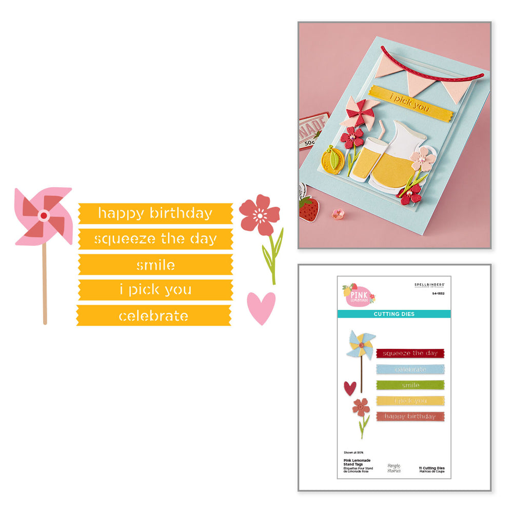 Pink Lemonade Stand Tags Etched Dies with Simple Stories