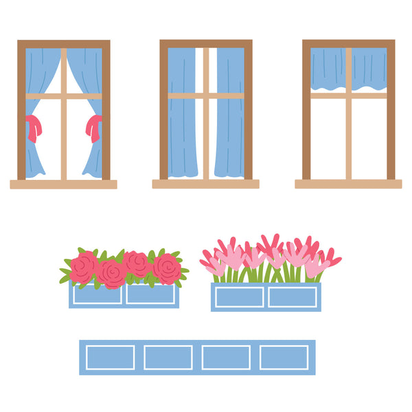 Everyday Windows, Curtains and Flower Boxes Etched Dies by Yana Smakula