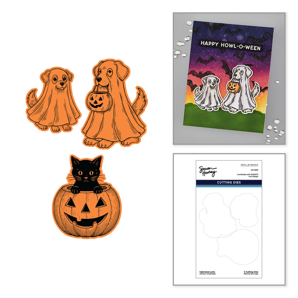 Halloween Pets Etched Dies for Coordinating Stamp Set by Simon Hurley