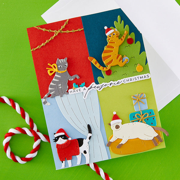 Meowy Christmas Sentiments Press + Foil Plates & Die Set by Yana Smakula